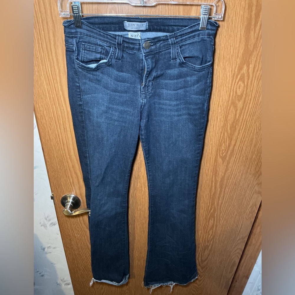 Judy Blue Dark Wash Bootcut Jeans – Raw Hem – Size 5/27 - Picture 2 of 4